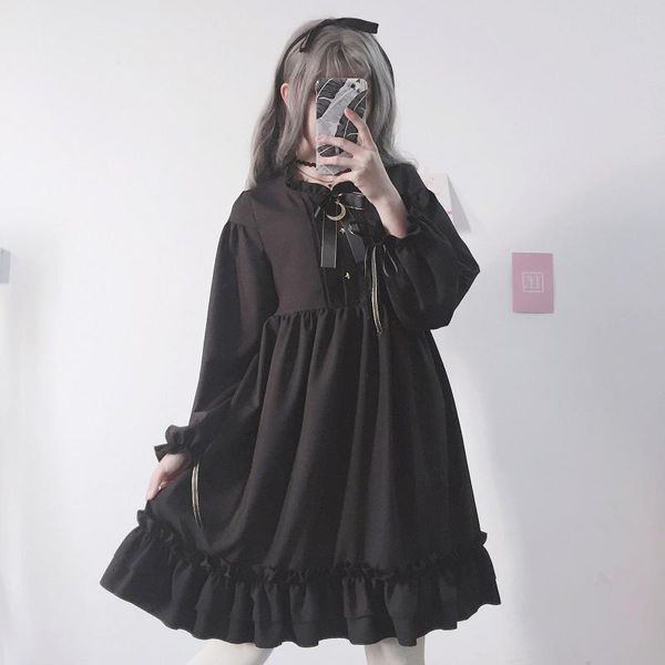 casual dresses autumn dress women's japanese sweet bow long long-sleeved chiffon retro gothic women party, Black;gray
casual dresses autumn dress women's japanese sweet bow long long-sleeved chiffon retro gothic women party, Black;gray