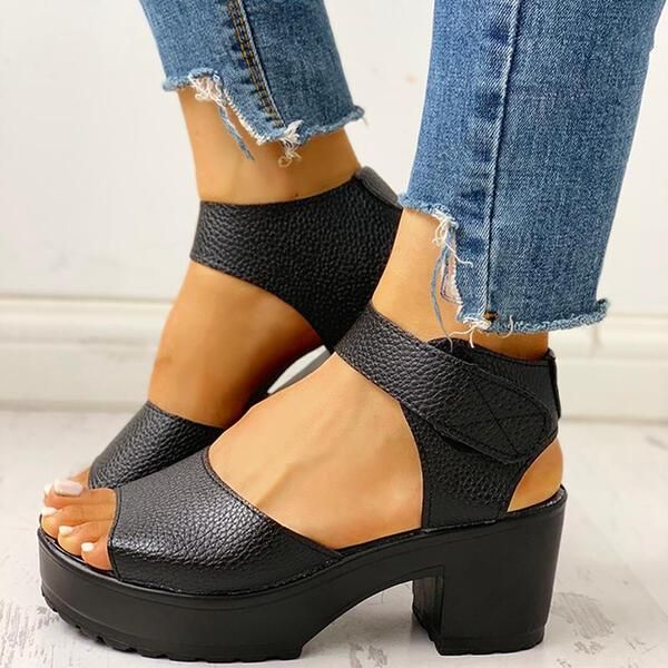 retro women sandals leather platform chunky heel open toe sewing solid ankle strap hook&loop casual fashion shoes ladies female, Black
retro women sandals leather platform chunky heel open toe sewing solid ankle strap hook&loop casual fashion shoes ladies female, Black