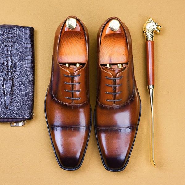 dress shoes men genuine leather formal business classic style lace up square toe for oxford a106, Black
dress shoes men genuine leather formal business classic style lace up square toe for oxford a106, Black