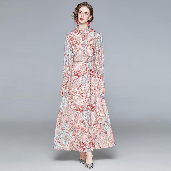 casual dresses autumn fashion women stand neck lantern sleeve shirt long dress elegant ladies print floral holiday vestdios, Black;gray
casual dresses autumn fashion women stand neck lantern sleeve shirt long dress elegant ladies print floral holiday vestdios, Black;gray
