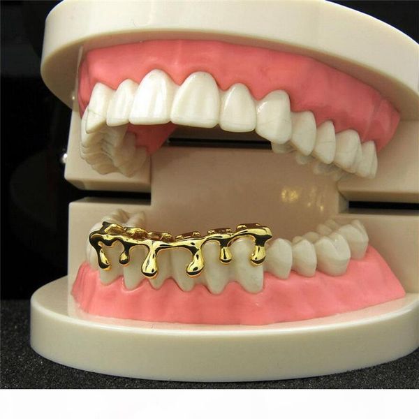 hip hop custom fit drip grillz 14k gold plated hip hop teeth caps lower bottom grills, Black
