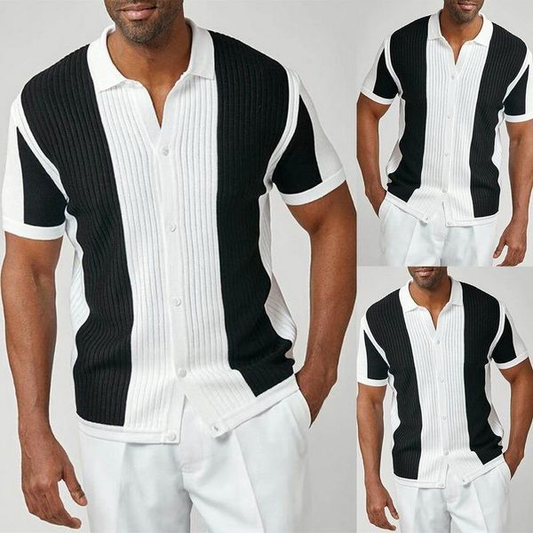 men's casual shirts vintage patchwork knitted shirt for men 2021 loose short sleeve summer mens fashion buttoned lapel streetwear, White;black
men's casual shirts vintage patchwork knitted shirt for men 2021 loose short sleeve summer mens fashion buttoned lapel streetwear, White;black