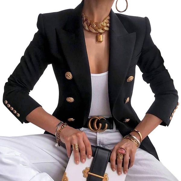 women's suits & blazers fashion 2021 designer blazer jacket double breasted metal buttons outerwear office lady coat d30, White;black
women's suits & blazers fashion 2021 designer blazer jacket double breasted metal buttons outerwear office lady coat d30, White;black
