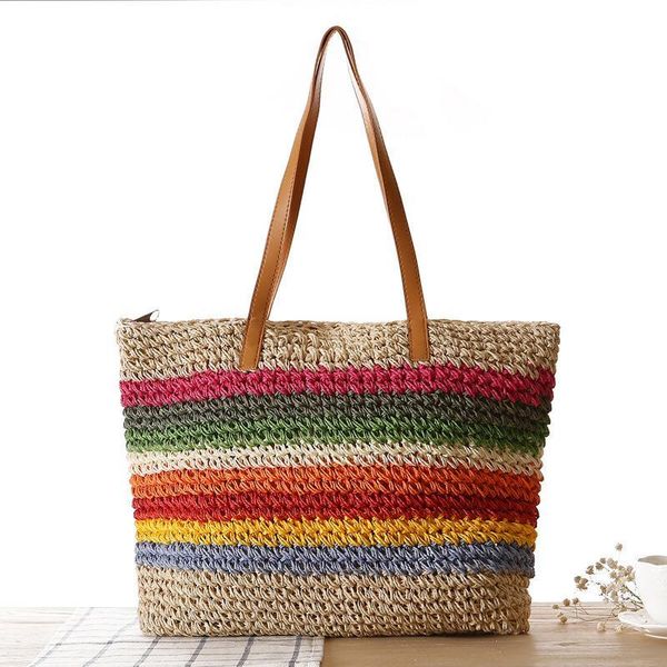 evening bags summer 2021 women straw bag rainbow contrast stripes shoulder leisuer holiday beach lady handbag
evening bags summer 2021 women straw bag rainbow contrast stripes shoulder leisuer holiday beach lady handbag