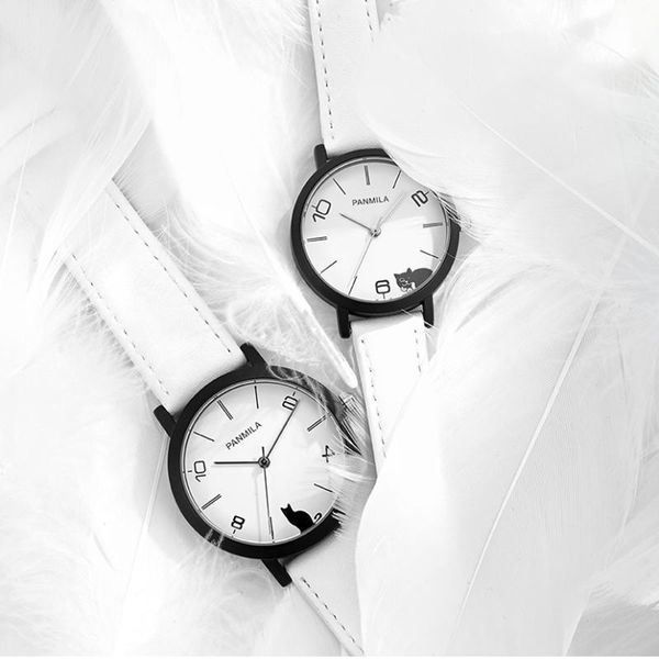 wristwatches women big small dial quartz watches classic white black cat faux leather watch men couple waterproof wristwatch clock, Slivery;brown
wristwatches women big small dial quartz watches classic white black cat faux leather watch men couple waterproof wristwatch clock, Slivery;brown