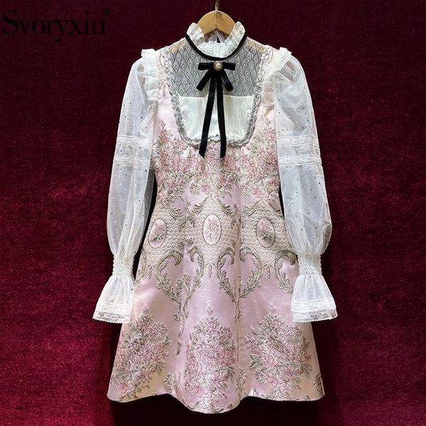 casual dresses svoryxiu designer fashion summer short dress women's tulle flared sleeves flower print jacquard a line vestdios, Black;gray
casual dresses svoryxiu designer fashion summer short dress women's tulle flared sleeves flower print jacquard a line vestdios, Black;gray