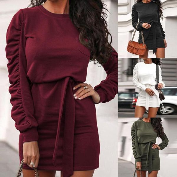 new fashion women ladies ruched puff sleeve o neck solid color waist bandage mini sweatshirt dress pullover new fashion vestidos, Black;gray
new fashion women ladies ruched puff sleeve o neck solid color waist bandage mini sweatshirt dress pullover new fashion vestidos, Black;gray