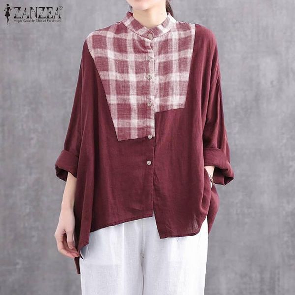 women's blouses & shirts 2022 autumn check patchwork blouse vintage cotton linen shirt women casual long sleeve plaid blusas tunic che, White
women's blouses & shirts 2022 autumn check patchwork blouse vintage cotton linen shirt women casual long sleeve plaid blusas tunic che, White