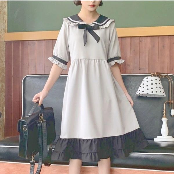 casual dresses japanese kawaii midi dress women bow lace-up a-line sweet cute lolita patchwork ruffles college style summer 2021, Black;gray
casual dresses japanese kawaii midi dress women bow lace-up a-line sweet cute lolita patchwork ruffles college style summer 2021, Black;gray