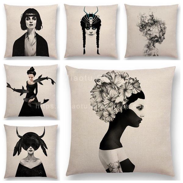 cushion cover magic women black and white pillowcase woven pillow covers home drop shipping
cushion cover magic women black and white pillowcase woven pillow covers home drop shipping