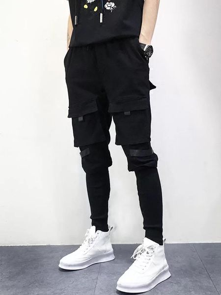 men's pants male fashion black trendy hip-hop style multi-pocket decoration stitching two sections harem trousers
men's pants male fashion black trendy hip-hop style multi-pocket decoration stitching two sections harem trousers