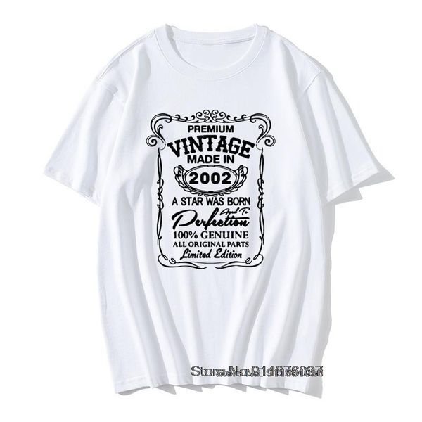 men's t-shirts print tshirt funny 19th birthday gift cotton retro tshirts male made in 2002 novelty son tees, White;black 
men's t-shirts print tshirt funny 19th birthday gift cotton retro tshirts male made in 2002 novelty son tees, White;black