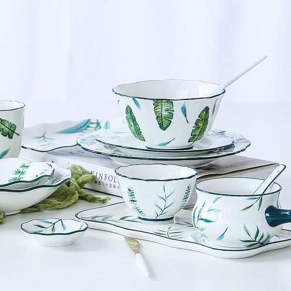 dishes & plates ceramic dinner set dish green plant printing steak deep tray salad soup bowl mug spoon dinnerware restaurant el
dishes & plates ceramic dinner set dish green plant printing steak deep tray salad soup bowl mug spoon dinnerware restaurant el