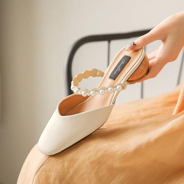 slippers women's summer fashion middle heel baotou pearl sandal plus size casual thick single shoes female, Black
slippers women's summer fashion middle heel baotou pearl sandal plus size casual thick single shoes female, Black