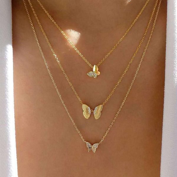 pendant necklaces rhinestone butterfly necklace multi-layer gold chain korean fashion collares chokers for women friends jewelry, Silver
pendant necklaces rhinestone butterfly necklace multi-layer gold chain korean fashion collares chokers for women friends jewelry, Silver
