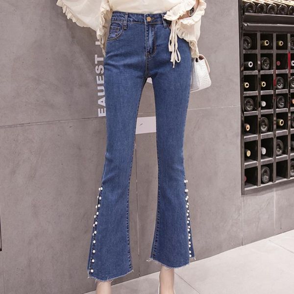women's jeans denim woman fashion high waist flare female spring beading split ankle-length pants korean slim pantalones mujer, Blue
women's jeans denim woman fashion high waist flare female spring beading split ankle-length pants korean slim pantalones mujer, Blue