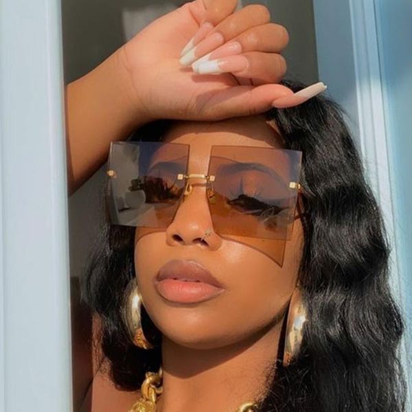 sunglasses 2021 oversized rimless brown fashion women metal gradient luxury lady sunglass eyewear uv400 shades, White;black
sunglasses 2021 oversized rimless brown fashion women metal gradient luxury lady sunglass eyewear uv400 shades, White;black