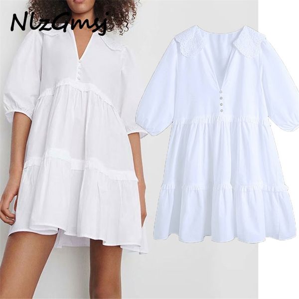 dres sweet hollow out embroidery patchwork white poplin mini female chic ruffles summer vestido 03 210628, Black;gray
dres sweet hollow out embroidery patchwork white poplin mini female chic ruffles summer vestido 03 210628, Black;gray