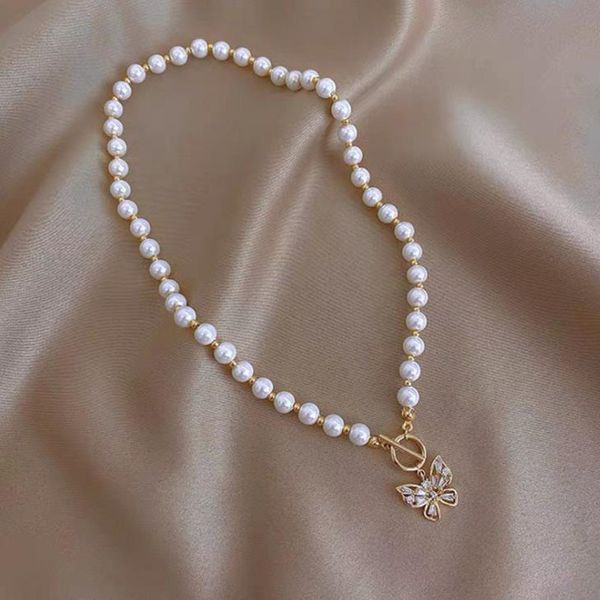toggle clasp imitation pearl choker necklaces sweet rhinestone crystal butterfly pendant necklace for women girl jewelry gifts, Silver
toggle clasp imitation pearl choker necklaces sweet rhinestone crystal butterfly pendant necklace for women girl jewelry gifts, Silver