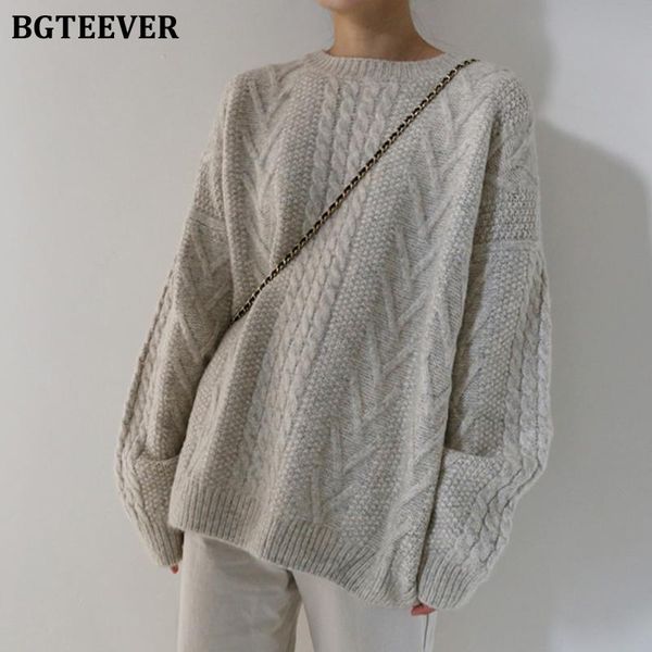 women's sweaters bgteever 2021 vintage twist stripes women knitted pullovers long-sleeved female jumpers loose winter knit femme, White;black
women's sweaters bgteever 2021 vintage twist stripes women knitted pullovers long-sleeved female jumpers loose winter knit femme, White;black