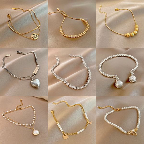 light luxury net red fashion personality trend bracelet temperament versatile simple pearl bracelet geometric niche, Black
light luxury net red fashion personality trend bracelet temperament versatile simple pearl bracelet geometric niche, Black