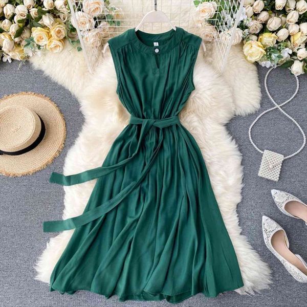 summer solid green blue women dresses yellow casual elegant sleeveless round neck sashes vintage fashion vestido verano, Black;gray
summer solid green blue women dresses yellow casual elegant sleeveless round neck sashes vintage fashion vestido verano, Black;gray