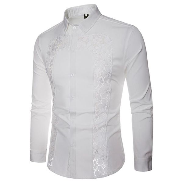 men's casual shirts white lace embroidery shirt men slim fit long sleeve chemise homme button down dress camisa social cloth, White;black
men's casual shirts white lace embroidery shirt men slim fit long sleeve chemise homme button down dress camisa social cloth, White;black