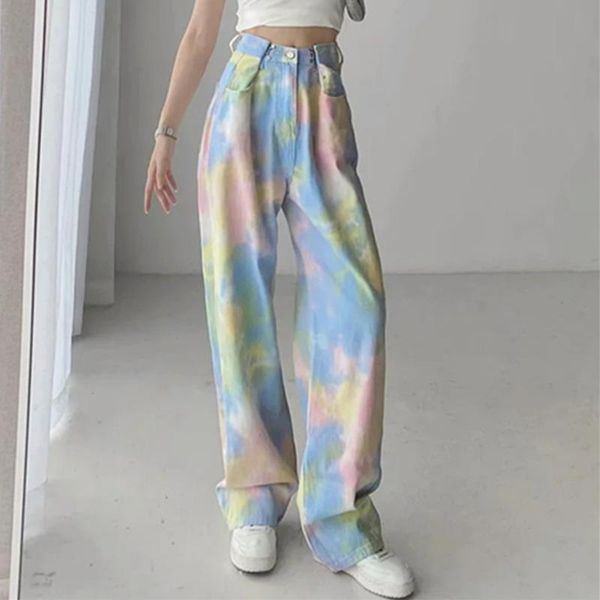 women's pants & capris xuxi streetwear tie-dye trousers women denim wide-leg fashion pantalon femme summer 2021 e2368, Black;white
women's pants & capris xuxi streetwear tie-dye trousers women denim wide-leg fashion pantalon femme summer 2021 e2368, Black;white