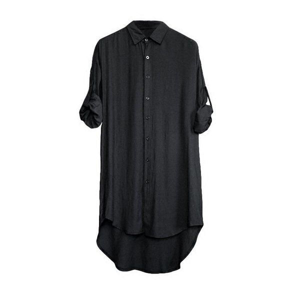 men's casual shirts 2021 punk style extended long round hem hip hop street blouse gothic for man and woman, White;black
men's casual shirts 2021 punk style extended long round hem hip hop street blouse gothic for man and woman, White;black