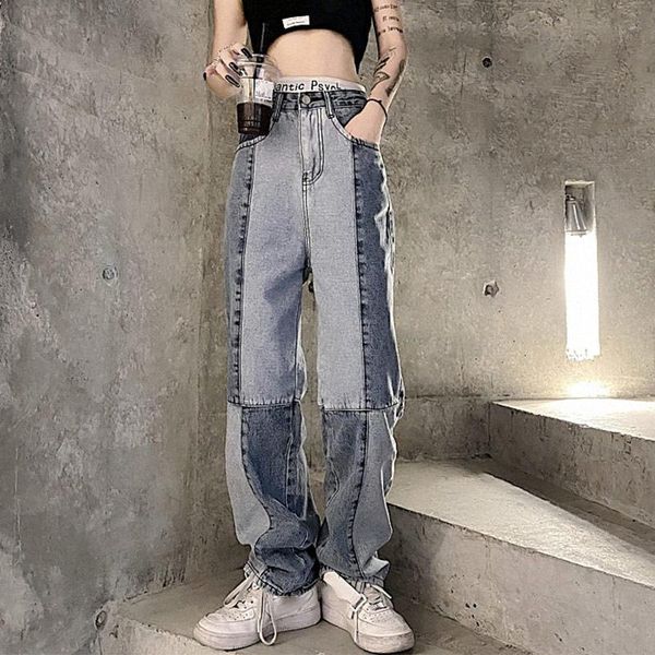 women's jeans cotton vintage denim trousers women high waist color matching straight fashion harajuku casual patchwork wide leg pants, Blue
women's jeans cotton vintage denim trousers women high waist color matching straight fashion harajuku casual patchwork wide leg pants, Blue