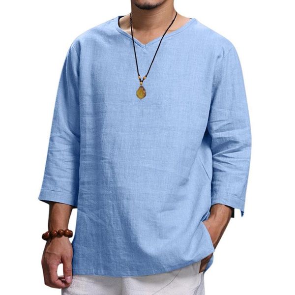 men's casual shirts fashion baggy cotton linen v-neck solid colors 3/4 sleeve breathable loose blouse plus size camisa#g3, White;black
men's casual shirts fashion baggy cotton linen v-neck solid colors 3/4 sleeve breathable loose blouse plus size camisa#g3, White;black