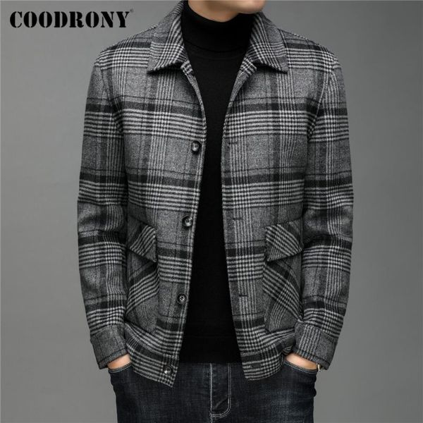 men's wool & blends coodrony brand winter jacket thick warm coat men clothing arrival streetwear fashion plaid pocket casual overcoat c, Black
men's wool & blends coodrony brand winter jacket thick warm coat men clothing arrival streetwear fashion plaid pocket casual overcoat c, Black