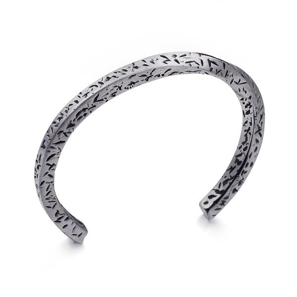 316l stainless steel open end bangle bracelet for mens gifts vintage silver 5*64mm, Black
316l stainless steel open end bangle bracelet for mens gifts vintage silver 5*64mm, Black