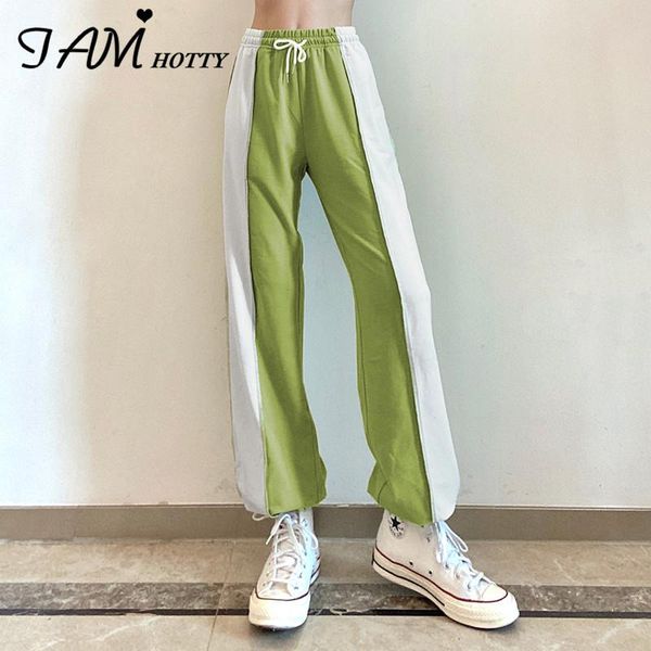 women's pants & capris casual patchwork cargo women elastic high waist baggy sweatpants joggers sports lounge wear trousers 90s iamty, Black;white 
women's pants & capris casual patchwork cargo women elastic high waist baggy sweatpants joggers sports lounge wear trousers 90s iamty, Black;white