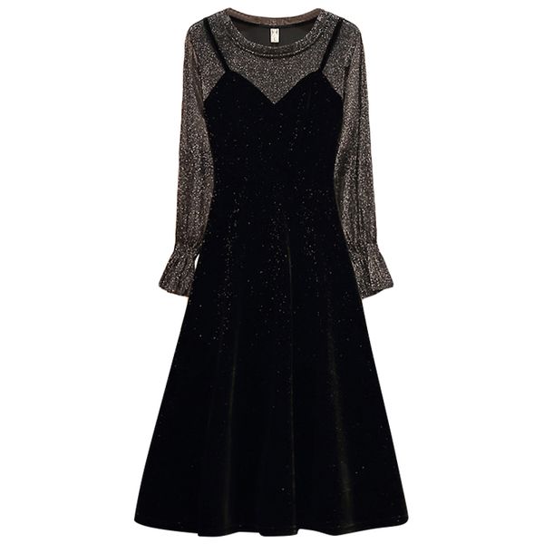 2021 new plus size summer elegant bbright silk mesh mock two-piece women robe femme casual party j2lc, Black;gray
2021 new plus size summer elegant bbright silk mesh mock two-piece women robe femme casual party j2lc, Black;gray