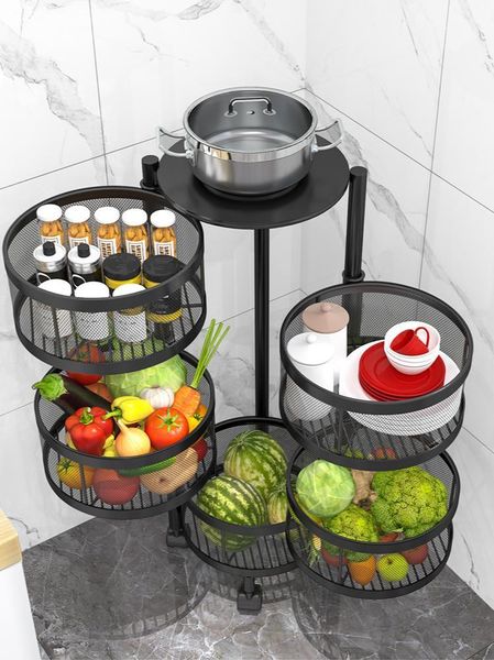 rotatable kitchen vegetable rack multi-layer floor-standing round household storage basket bottles & jars
rotatable kitchen vegetable rack multi-layer floor-standing round household storage basket bottles & jars