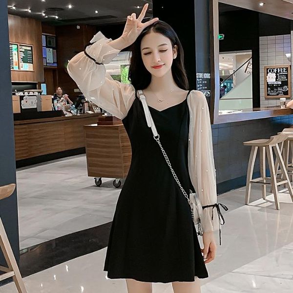 casual dresses autumn v-neck mesh long sleeve dress woman sweet fashion brand black a-line mini-dresses korean style party vestido curto, Black;gray
casual dresses autumn v-neck mesh long sleeve dress woman sweet fashion brand black a-line mini-dresses korean style party vestido curto, Black;gray