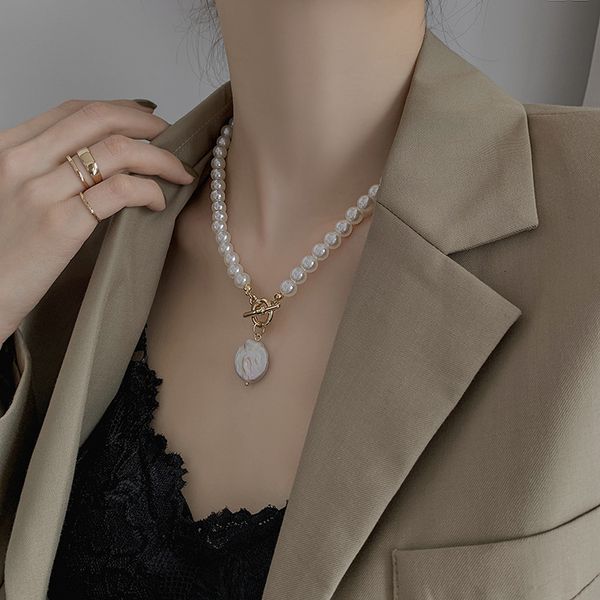 chain women pendants two piece pearl pendant fashion ins personality street baroque necklace, Silver
chain women pendants two piece pearl pendant fashion ins personality street baroque necklace, Silver