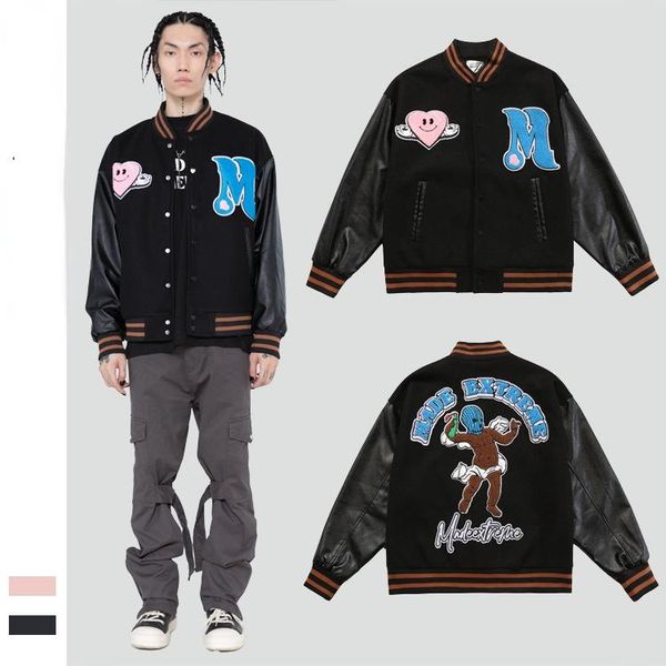 men's jackets fall/winter jacket heavy coat street angel towel embroidery pu sleeve baseball, Black;brown
men's jackets fall/winter jacket heavy coat street angel towel embroidery pu sleeve baseball, Black;brown