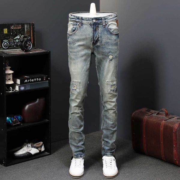 spring and autumn break patch jeans men's casual nostalgic fashion brand slim long pantswinter, Blue
spring and autumn break patch jeans men's casual nostalgic fashion brand slim long pantswinter, Blue