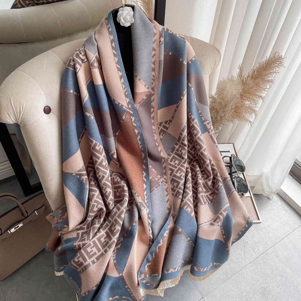 design scarf women's warm scarf 2021 korean autumn geometric lattice thickened and lengthened imitation cashmere fashion travel tassel, Blue;gray
design scarf women's warm scarf 2021 korean autumn geometric lattice thickened and lengthened imitation cashmere fashion travel tassel, Blue;gray