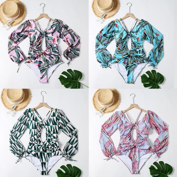 womens one-piece bikini puff long sleeve deep v-neck monokini hollow out front twist knot leaves print swimsuit bathing sui suits
womens one-piece bikini puff long sleeve deep v-neck monokini hollow out front twist knot leaves print swimsuit bathing sui suits