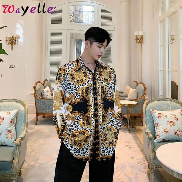 satin style vintage print men shirt long sleeve loose casual mens dress shirt streetwear stage show costumes party dress shirts1, White;black
satin style vintage print men shirt long sleeve loose casual mens dress shirt streetwear stage show costumes party dress shirts1, White;black