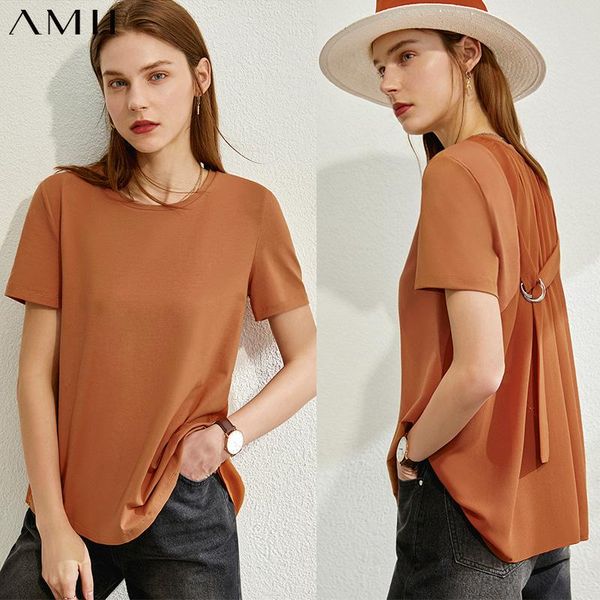 women's t-shirt amii minimalism summer tshirt offical lady chiffon patchwork oneck loose causal blouse 12070235, White
women's t-shirt amii minimalism summer tshirt offical lady chiffon patchwork oneck loose causal blouse 12070235, White