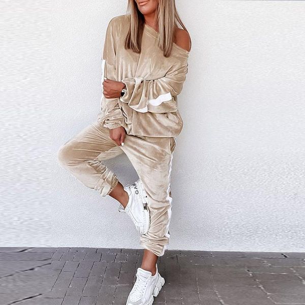 women's two piece pants striped spliced velvet tracksuit women casual threw collar long sleeve sweatshirt and harem pant suit loose lad, White
women's two piece pants striped spliced velvet tracksuit women casual threw collar long sleeve sweatshirt and harem pant suit loose lad, White