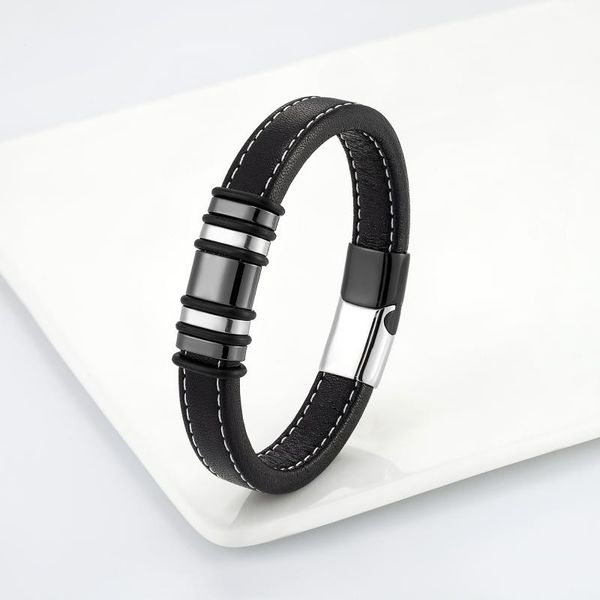 charm bracelets 2021 5 rings multicolor stainless steel simple jewelry classic couple bracelet black wide leather cord, Golden;silver
charm bracelets 2021 5 rings multicolor stainless steel simple jewelry classic couple bracelet black wide leather cord, Golden;silver