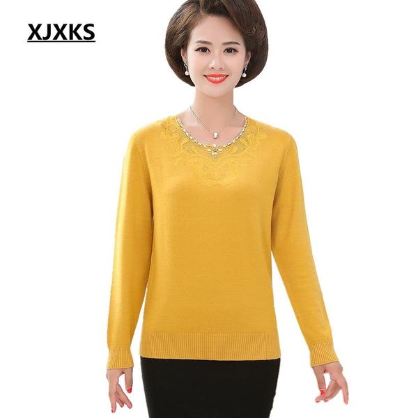 women's sweaters xjxks fashion embroidery cashmere sweater women 2021 autumn winter loose plus size knitted pullover, White;black
women's sweaters xjxks fashion embroidery cashmere sweater women 2021 autumn winter loose plus size knitted pullover, White;black
