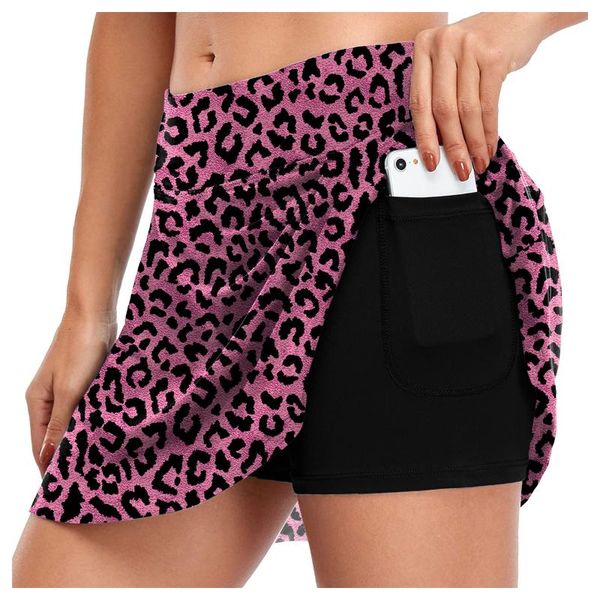 gym clothing women sport tennis inner shorts with pocket elastic sports golf skorts pockets skirts leopard print female sportswear, White;black 
gym clothing women sport tennis inner shorts with pocket elastic sports golf skorts pockets skirts leopard print female sportswear, White;black