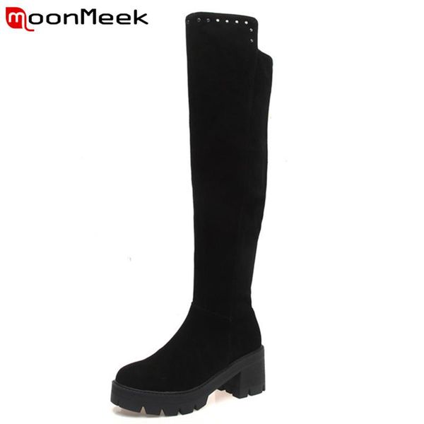 boots moonmeek arrive over the knee women suede leather fashion shoes round toe zip thick heels winter black
boots moonmeek arrive over the knee women suede leather fashion shoes round toe zip thick heels winter black