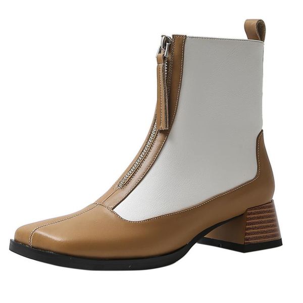 boots classic office women ankle autumn winter fashion mixed colors genuine leather med heels zipper short shoes woman, Black
boots classic office women ankle autumn winter fashion mixed colors genuine leather med heels zipper short shoes woman, Black